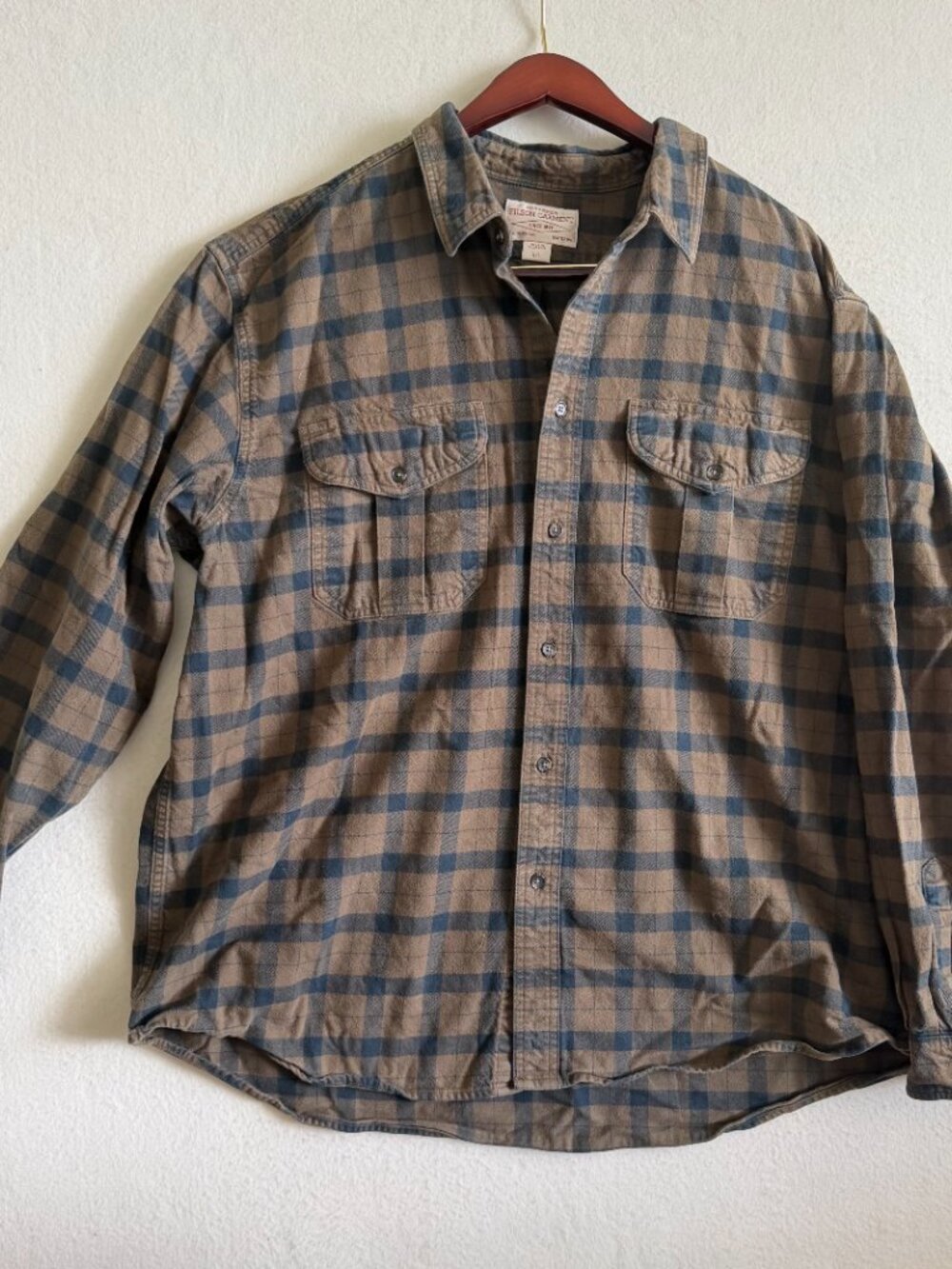 CC Filson Co Alaskan Guide Flannel Shirt Button Up Size XXL Heavy Weight Brown